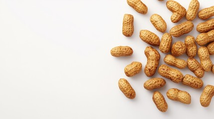 A handful of barbecue-flavored peanuts scattered on a clean surface with plenty of space for product details