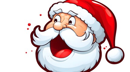 Cartoon Grim Santa Face with Speech Bubble - Festive Holiday Illustration
