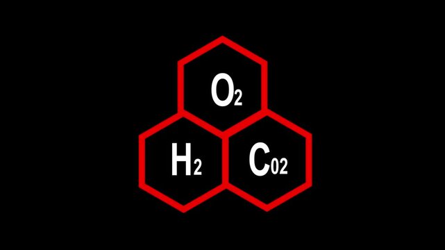co2 Molecular Concept &ndash;O2, H2,CO2 synthesis leaf oxygen O2 from carbon dioxide CO2. further highlighting the vibrant blue of the shapes and text, creating a modern, abstract representation