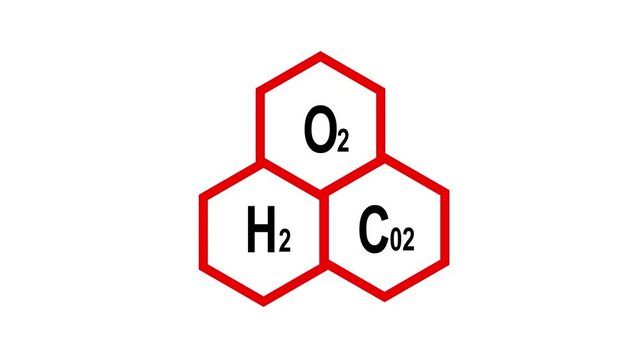 co2 Molecular Concept &ndash;O2, H2,CO2 synthesis leaf oxygen O2 from carbon dioxide CO2. further highlighting the vibrant blue of the shapes and text, creating a modern, abstract representation