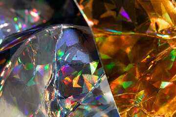 Vibrant Holographic Geometric Shiny Glitter Abstract Scifi Metallic Background  Gold