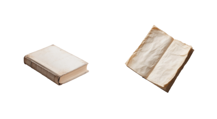 Vintage books collection displaying age with wrinkled pages and worn edges