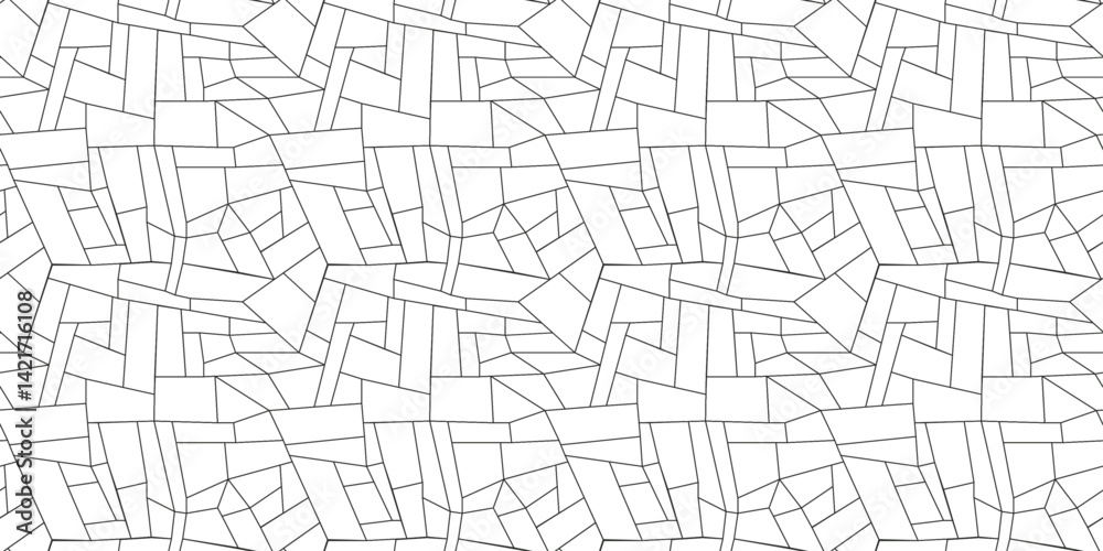 Fototapete design is composed of a network of thin black lines creating a grid of irregular polygons on a white background. The lines intersect and overlap, forming a complex and intricate pattern.