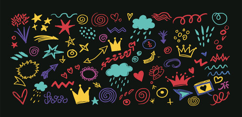 Fototapeta premium Line movement comic element, cartoon emotion mark effect decoration icon.