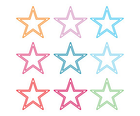Obraz premium Colorful Star Outline Icon Set Vector Illustration