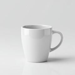 Fototapeta premium modern white ceramic coffee mug features a sleek, smooth surface and a subtly tapered design, making it perfect for showcasing in product photography, e-commerce platforms, or coffee-related branding