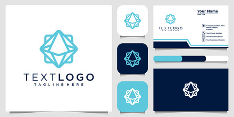 Elegant design set featuring abstract geometric diamond logo and business card