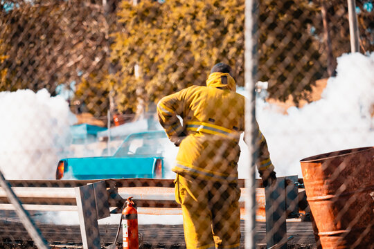 Fireman on standby at Australia Day burnout competition