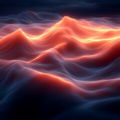 Obraz premium Abstract landscape of luminous, flowing mountains