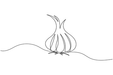Garlic continuous one line drawing and minimalist style isolate outline vector icon