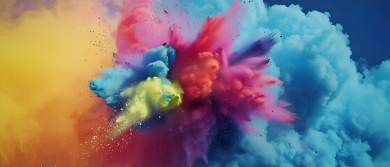 Colorful explosion of colored powder on a dark background ,Explosion of multi-colored paints ,Abstract Colorful Paint Ink Explode Diffusion Psychedelic Blast Movement