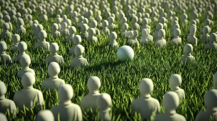 Obraz premium Golf ball green grass crowd.
