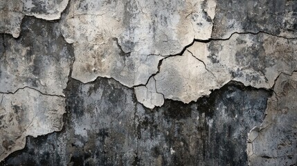 Obraz premium Graffiti-covered cracked wall texture, blending urban decay with street art.