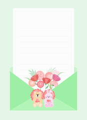 감사의 마음을 전하는 에머랄드빛 카네이션 편지지