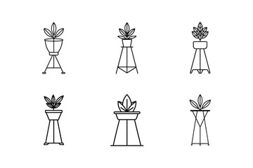 plant stand icon line art vector illustration