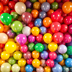 colorful party balloons in multiple sizes randomly floating in a room