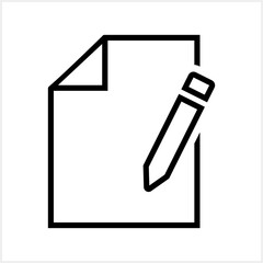 Document with pencil icon isolated. School symbol. Business icon. Checklist document. Vector stock illustration