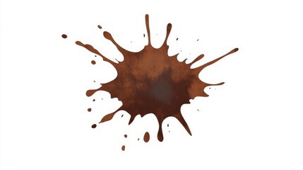 Abstract Brown Paint Splash on White Background for Digital Designs, Generated AI