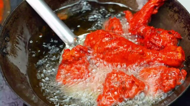 Crispy, juicy Fried Chicken / Tandoori Chicken &ndash; A famous Indian cuisine, known for its smoky, spiced flavor. A popular restaurant and street food, loved worldwide for its rich taste and vibrant color