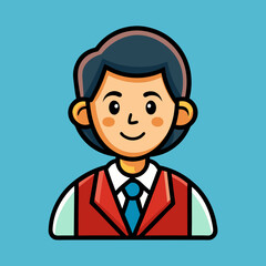 Cartoon Illustration of a Boy with Business Attire on Blue Background