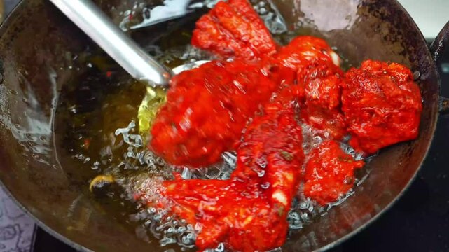 Crispy, juicy Fried Chicken / Tandoori Chicken &ndash; A famous Indian cuisine, known for its smoky, spiced flavor. A popular restaurant and street food, loved worldwide for its rich taste and vibrant color