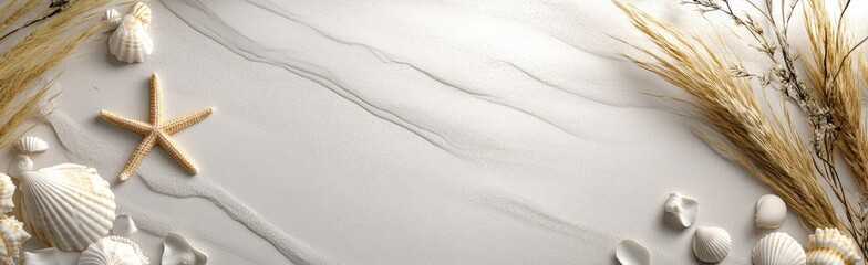 Coastal decor, seashells, and dried flowers