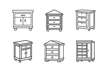 storage cabinet line art vector illustration
