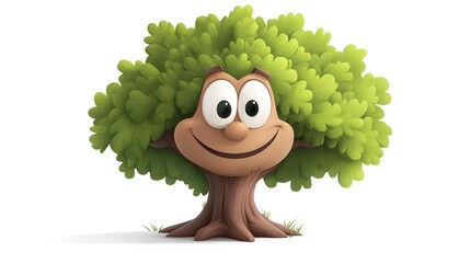Cheerful tree cartoon character for illustrating children's books and educational materials
