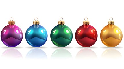 Professional Vector Illustration of a Festive Display of Colorful Christmas Baubles in a Row