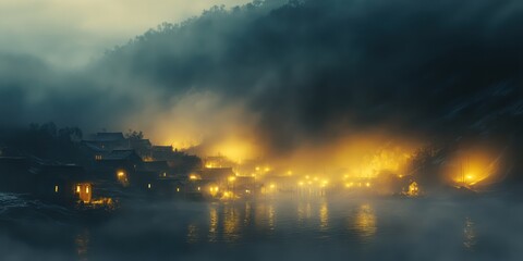 Obraz premium Abstract misty night landscape painting