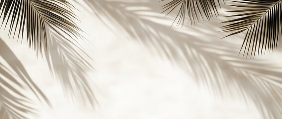 Obraz premium Palm Leaf Shadows on Light Beige Background