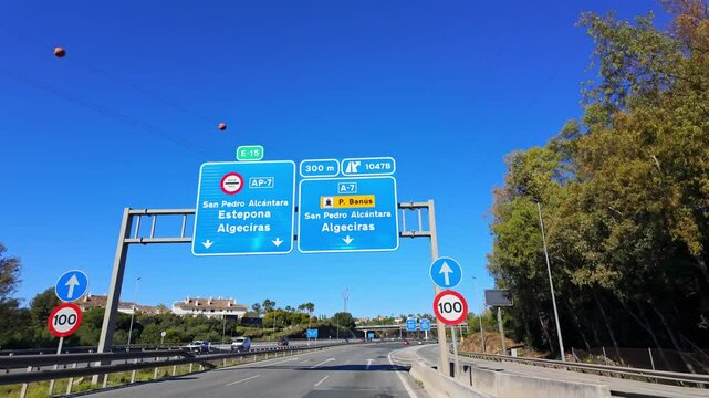 Road signs directing to Algeciras and Estepona in Marbella