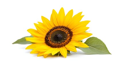 Fototapeta premium Radiant Sunflower in Bloom, Isolated on White Background