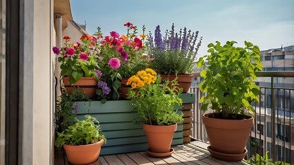 Fototapeta premium flower pots on the wall
