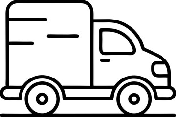 truck with freight icon from construction collection. Thin linear truck with freight, shipping, freight outline icon isolated on white background. Line vector truck with freight sign, symbol for web