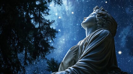 Obraz premium A celestial figure looking up toward heaven