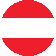Circular Austrian flag design, simple and bold, perfect for patriotic projects.