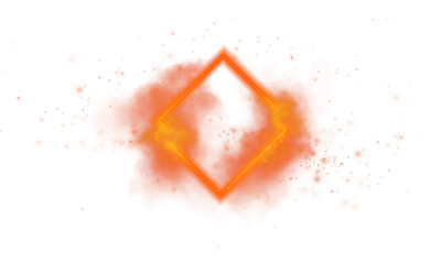 A radiant glowing diamond portal shines vividly amidst a fiery mist filled with shimmering starlike particles