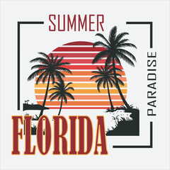 Fototapeta premium Florida summer slogan graphic vector print lettering for t shirt print design