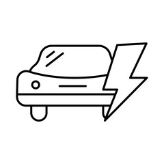 Eco Car Icon. Solar Energy, Solar Panel, Green Energy, Sun Energy, Solar Battery, Energy Saving, Solar House, Ecology, Electricity, Renewable Energies Editable Stroke Vector Illustration
