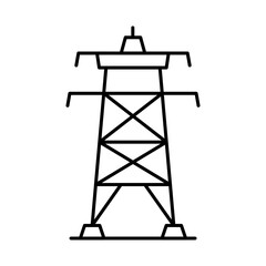 Power Line Icon. Solar Energy, Solar Panel, Green Energy, Sun Energy, Solar Battery, Energy Saving, Solar House, Ecology, Electricity, Renewable Energies Editable Stroke Vector Illustration