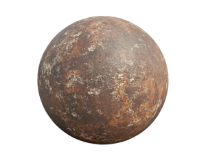 Rusty Metal Sphere on Transparent Background