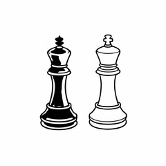 Chess pieces, king, black and white, monochrome