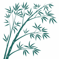 Fototapeta premium Minimalist bamboo illustration, green and white color scheme