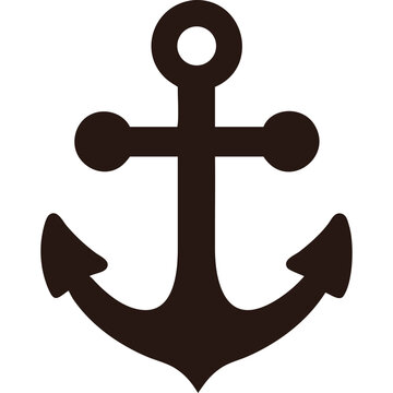 Simple black anchor silhouette icon, nautical symbol, maritime graphic.