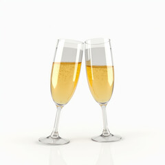 Champagne Glasses Emoji - 3D Rendering of Two Clinking Champagne Glasses