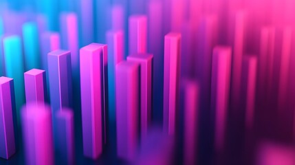 Fototapeta premium Abstract 3D Financial Graph Visualizing Market Trends and Analytics in Purple Palette