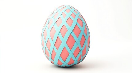Obraz premium Pastel Perfection: An Intricately Decorated Easter Egg on a Crisp White Background
