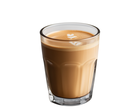 Glass of Latte Coffee with on Transparent Background