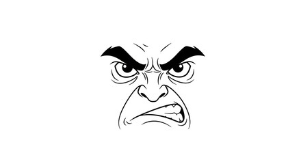 Fototapeta premium Cartoon Angry Face Illustration with Furrowed Brow and Intense Gaze
